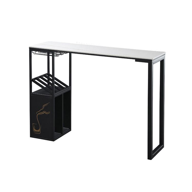 Modern Marble Pub Table with Rectangle Table Top Double Pedestal Table - 42" H Clearhalo 'Bar Furniture' 'Bar Tables' 'bar_tables' 'furn' 'furn_bar_tables' 'Furniture' 'furniture_bar_tables' 'Kitchen & Dining Furniture' 1200x1200_135ead0f-1d54-4fa7-8947-50fa57f16c84