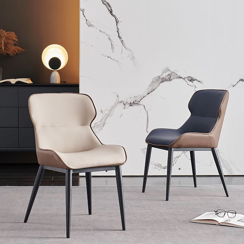 Upholstered Dining Chair Faux Leather and Metal Dining Room Chair Clearhalo 'Dining Chairs' 'Dining Tables & Seating' 'dining_chair' 'furn' 'furn_dining_chair' 'Furniture' 'Kitchen & Dining Furniture' 1200x1200_13633421-d96a-46fc-8792-f4114907a4fa