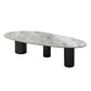 Lujosa mesa de centro de piedra elíptica de 3 patas en blanco/gris
