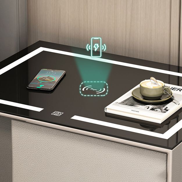 Glas und Holz Nachttisch moderner minimalistischer Nachttisch mit Schubladen