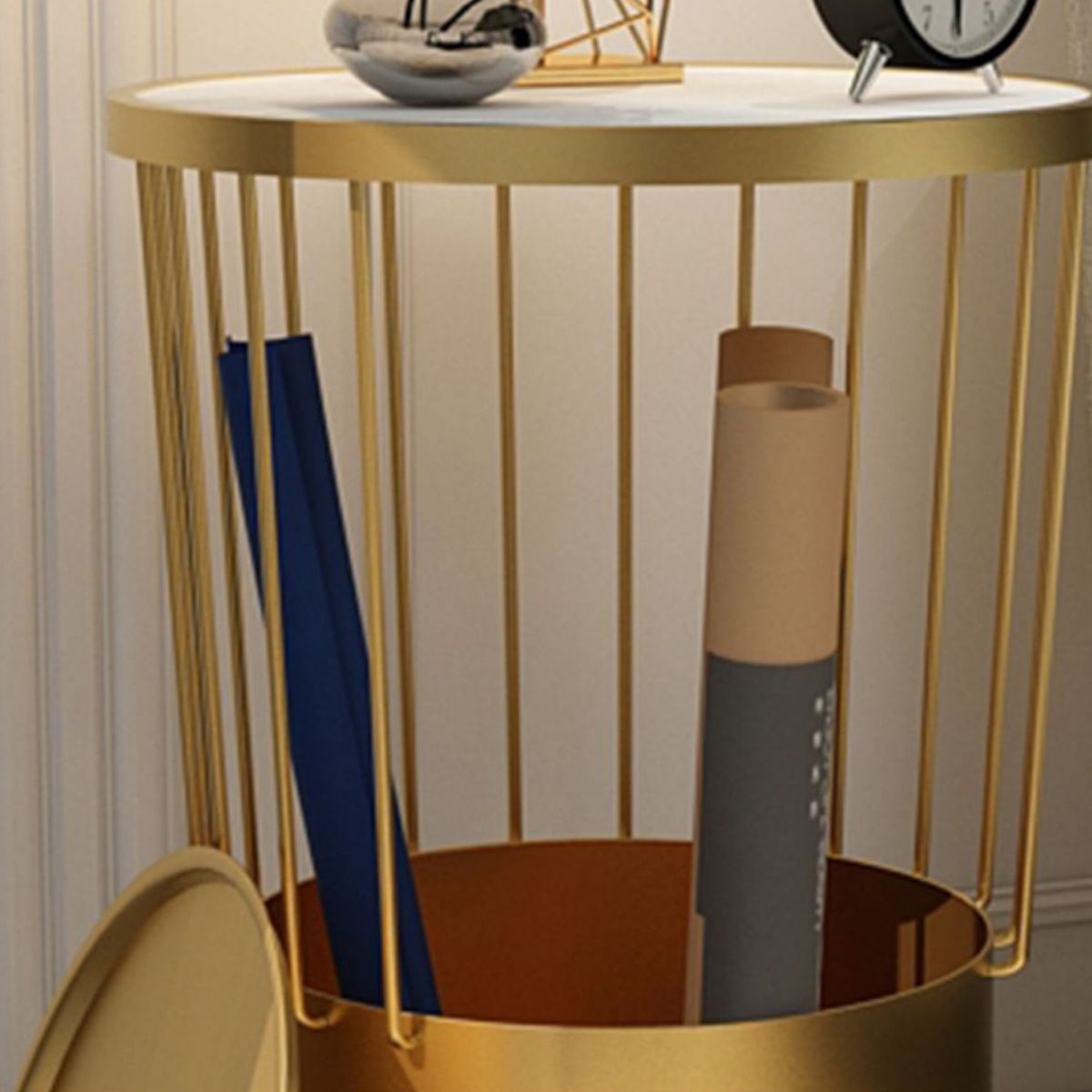 Mesa nocturna de hierro de 19.69 "Alto Gabinete de almacenamiento de almacenamiento con 2 estantes