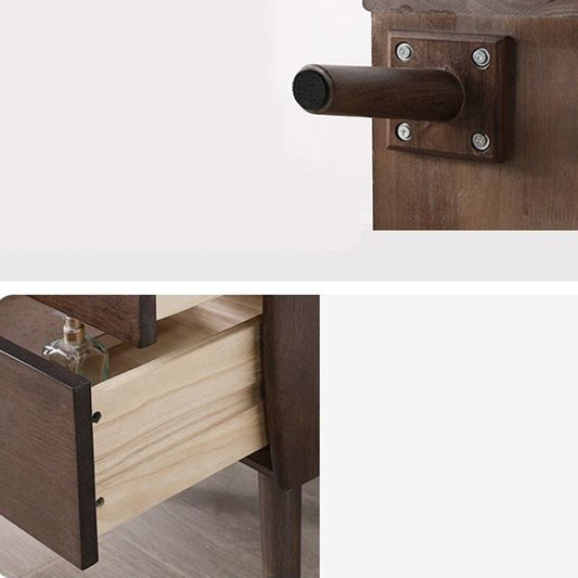 2 cajones Mesa de noche moderna de madera sólida con piernas, 20.9 "de alto