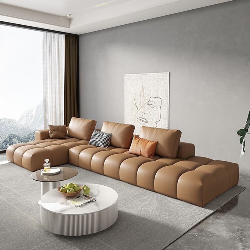 Noordse echte lederen vierkante arm Stationaire woonkamer Bank Chaise