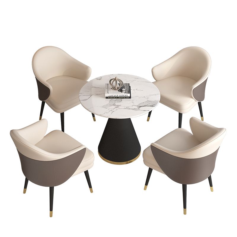 Simplicity Style Sintered Stone Dining Table Single Pedestal Base Round Table for Home Clearhalo ' dining_table' 'Dining Tables & Seating' 'Dining Tables' 'furn' 'furn_dining_table' 'Furniture' 'furniture_dining_table' 'Kitchen & Dining Furniture' 'kitchen&dining_furn' 'kitchen' 'kitchen_dining_table' 1200x1200_136a01b2-d5d1-4aed-8eac-f1eb38731bad