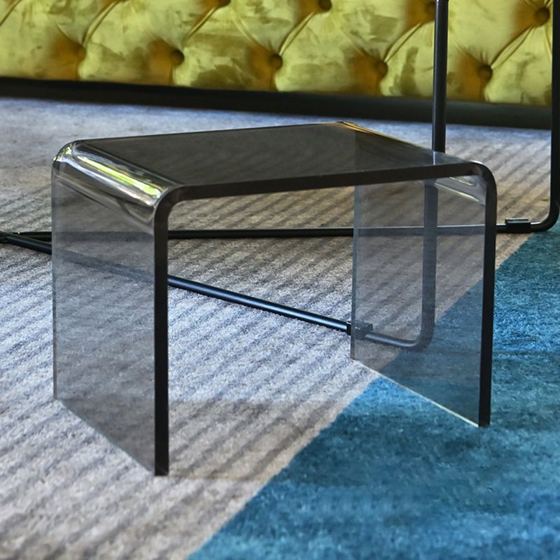 リビングルーム用のモダンな長方形のガラスサイドテーブルスレッドサイドテーブル