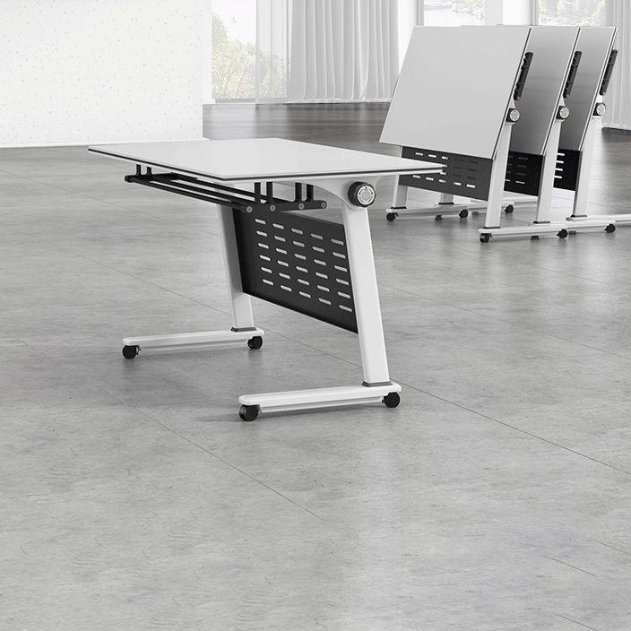 Escritorio de escritura plegable contemporánea escritorio de madera fabricada rectangular con ruedas de lanzadores