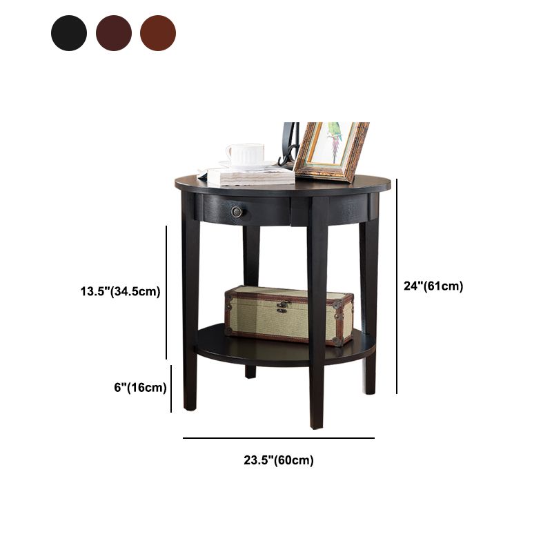 Wood Round Top Side Table 24" Tall 4 Legs End Table with Storage Clearhalo 'Coffee & Accent Tables' 'End & Side Tables' 'end_side_tables' 'furn' 'furn_end_side_tables' 'Furniture' 'Living Room Furniture' 1200x1200_136c44b2-88d1-4649-bcb3-9fed7eb75c36