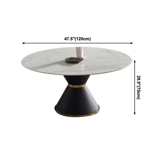 Glam Sintered Stone Top Kitchen Dining Table Round Shape Dining Table with Pedestal Base