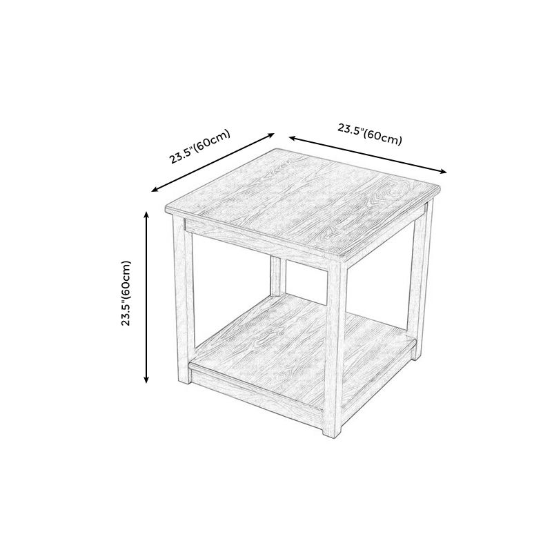 Table d'appoint de canapé en bois carré table à double niveau pour le salon