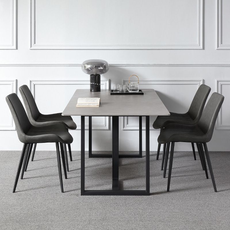 Industrial Dining Table Sintered Stone Table with Black Double Pedestal for Dining Room Clearhalo ' dining_table' 'Dining Tables & Seating' 'Dining Tables' 'furn' 'furn_dining_table' 'Furniture' 'furniture_dining_table' 'Kitchen & Dining Furniture' 'kitchen&dining_furn' 'kitchen' 'kitchen_dining_table' 1200x1200_136ee68a-2d26-45ed-afb5-709a337591d5