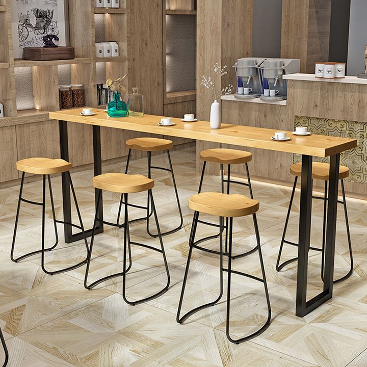 Cafe and Break-room Bistro Bar Desk Modern Rectangle Wood Counter-height Pub Table Clearhalo 'Bar Furniture' 'Bar Tables' 'bar_tables' 'furn' 'furn_bar_tables' 'Furniture' 'furniture_bar_tables' 'Kitchen & Dining Furniture' 'kitchen&dining_furn' 'kitchen' 1200x1200_13702774-6f85-41b7-a9f7-4e0a690e4215