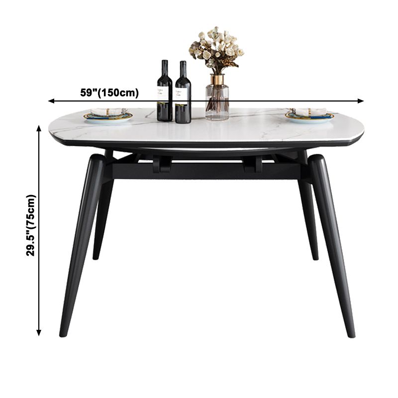 Sintered Stone Top Extendable Round Table for Restaurant Modern Dining Table with 4 Legs Clearhalo ' dining_table' 'Dining Tables & Seating' 'Dining Tables' 'furn' 'furn_dining_table' 'Furniture' 'furniture_dining_table' 'Kitchen & Dining Furniture' 'kitchen&dining_furn' 'kitchen' 'kitchen_dining_table' 1200x1200_13718279-2854-4e50-a1be-b2df99b53672