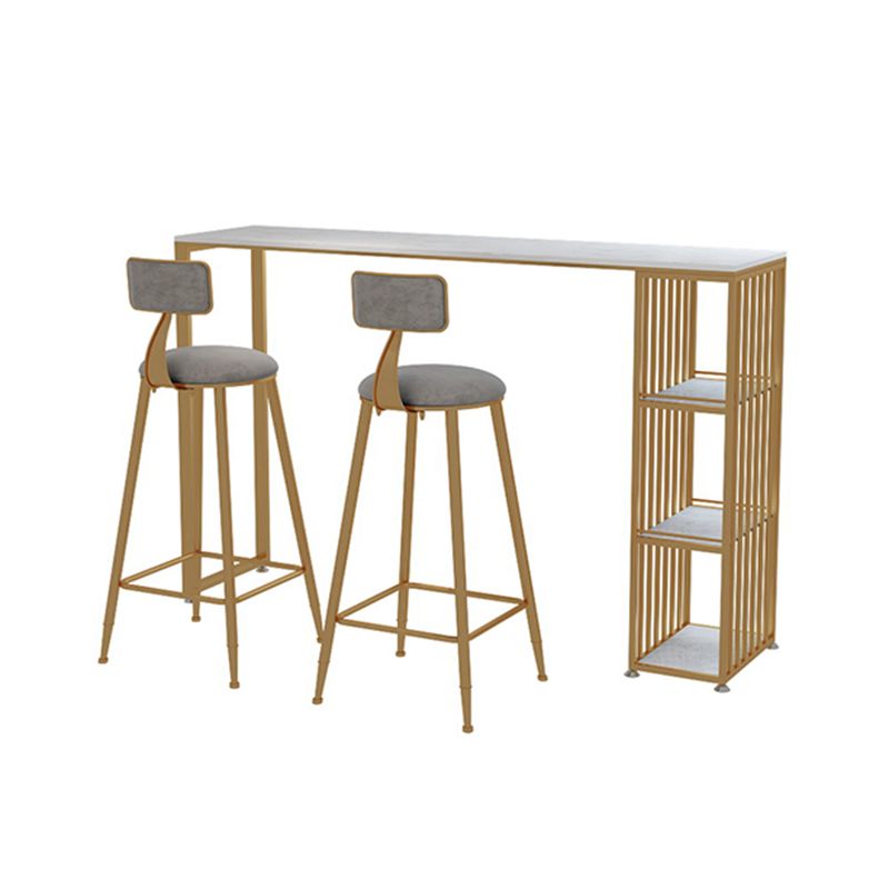 Glam Rectangle Bar Set Storage 1/2/3 Pieces Stone Counter Height Set in Gold Clearhalo 'Bar Furniture' 'furn' 'furn_home_bar_bar_sets' 'Furniture' 'Home Bars & Bar Sets' 'home_bar_bar_sets' 'Kitchen & Dining Furniture' 1200x1200_13739dc3-140e-4537-abe7-582f3515623e