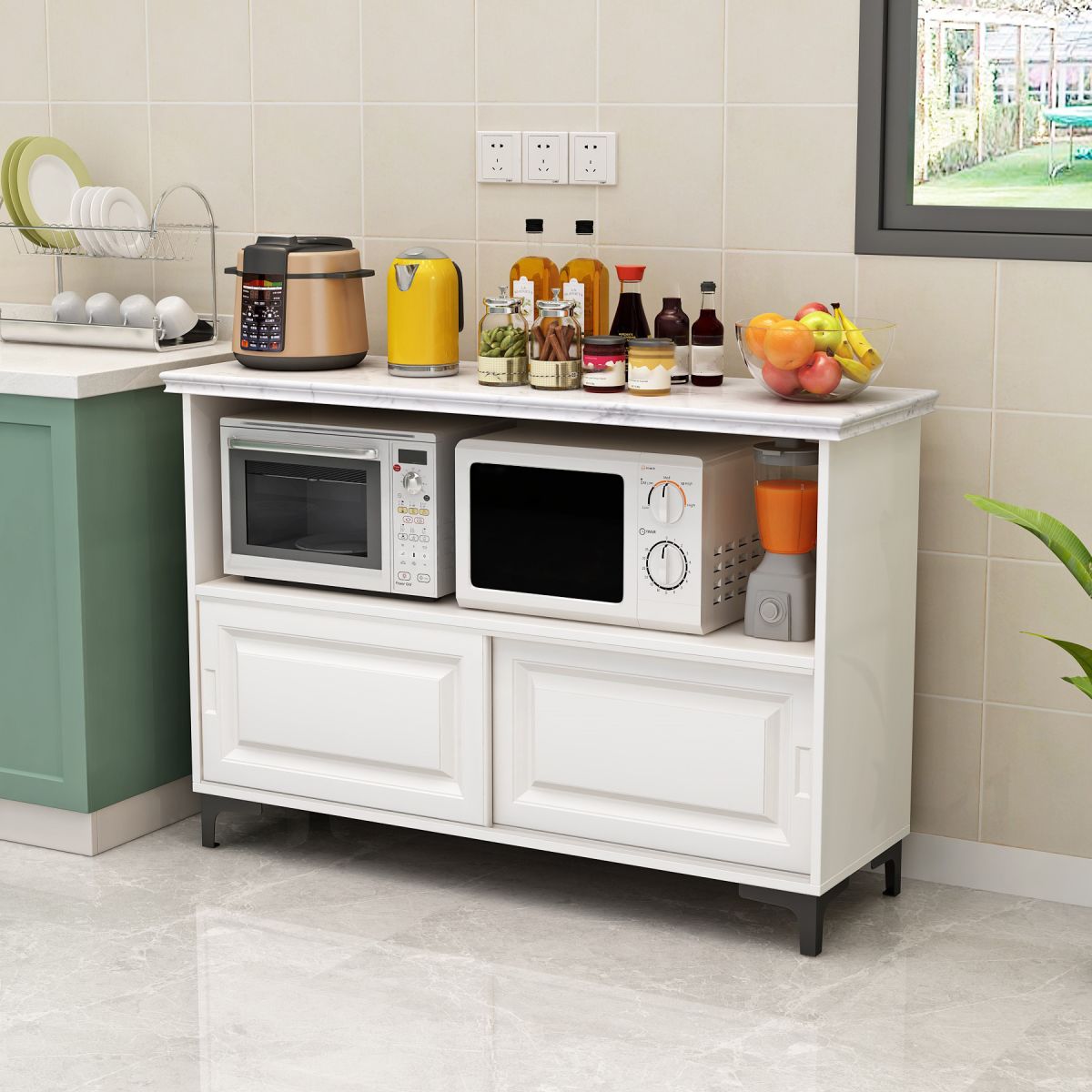 Sideboard di pietra porta mobile moderno server buffet con archiviazione per cucina