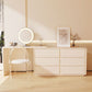 Cream Contemporary Bedroom With Drawer Wooden Lighted Mirror Make-up Vanity