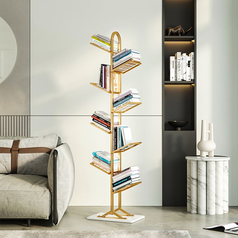 Contemporary Etagere Bookcase Open Back Metal Bookshelf with Shelves