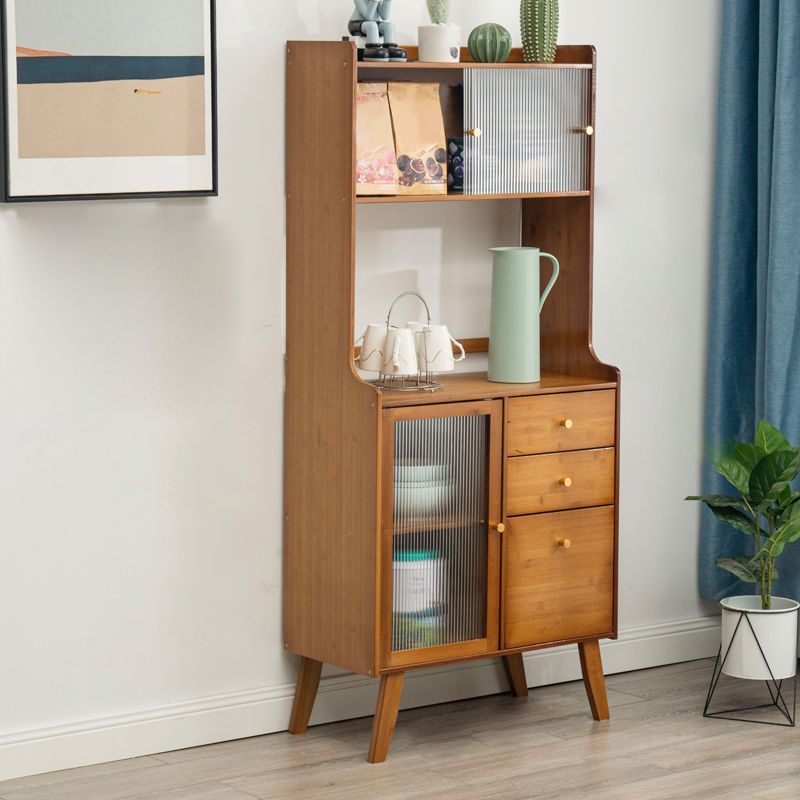 Modern Style Open Storage Buffet Stand Buffet Buffet Buffet de madera de ingeniería marrón