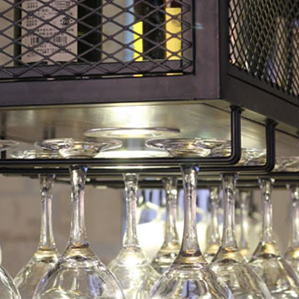 Black Metal Hanging Wine Holder with Glass Holder & Storage Shelf Clearhalo 'furn' 'furn_wine_racks' 'Furniture' 'Kitchen & Dining Furniture' 'Wine Racks' 'wine_racks' 1200x1200_137864fa-0366-46d4-8106-5edad7939363