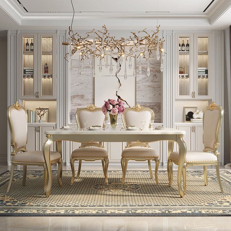 Traditional Luxury Style Dining Table 4 Legs Base Rectangle Table for Home Clearhalo ' dining_table' 'Dining Tables & Seating' 'Dining Tables' 'furn' 'furn_dining_table' 'Furniture' 'furniture_dining_table' 'Kitchen & Dining Furniture' 'kitchen&dining_furn' 'kitchen' 'kitchen_dining_table' 1200x1200_13788d7a-7ac9-4b82-a7d3-376def0b6437