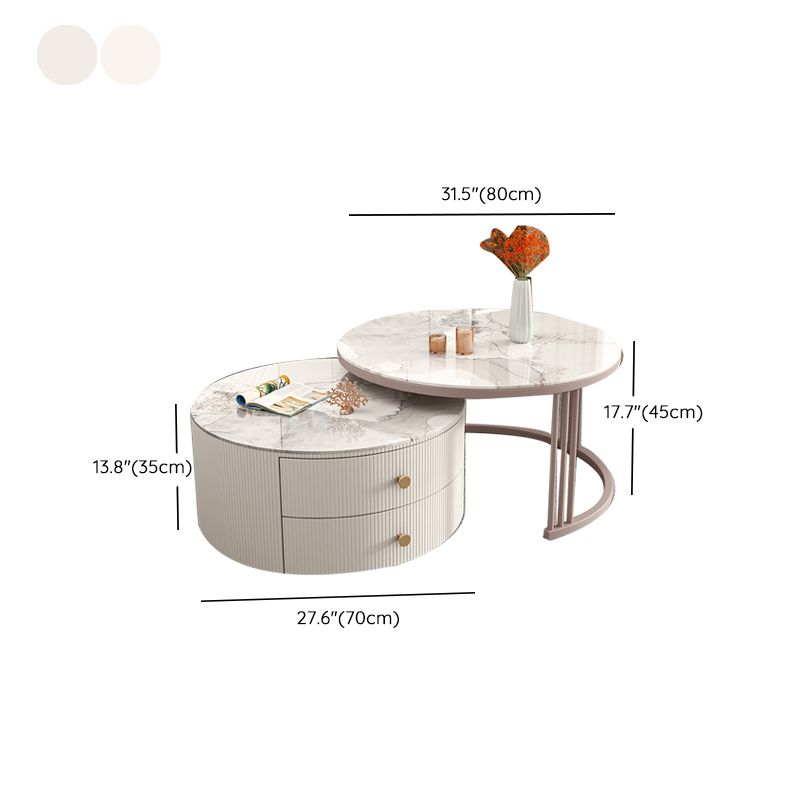 Frame Round Glam Coffee Table Slate Nesting Coffee Table Set Clearhalo 'Coffee & Accent Tables' 'Coffee Tables' 'coffee_tables' 'furn' 'furn_coffee_tables' 'Furniture' 'Living Room Furniture' 1200x1200_13794fce-0d56-41b0-9ca9-b88e5bd4e5da