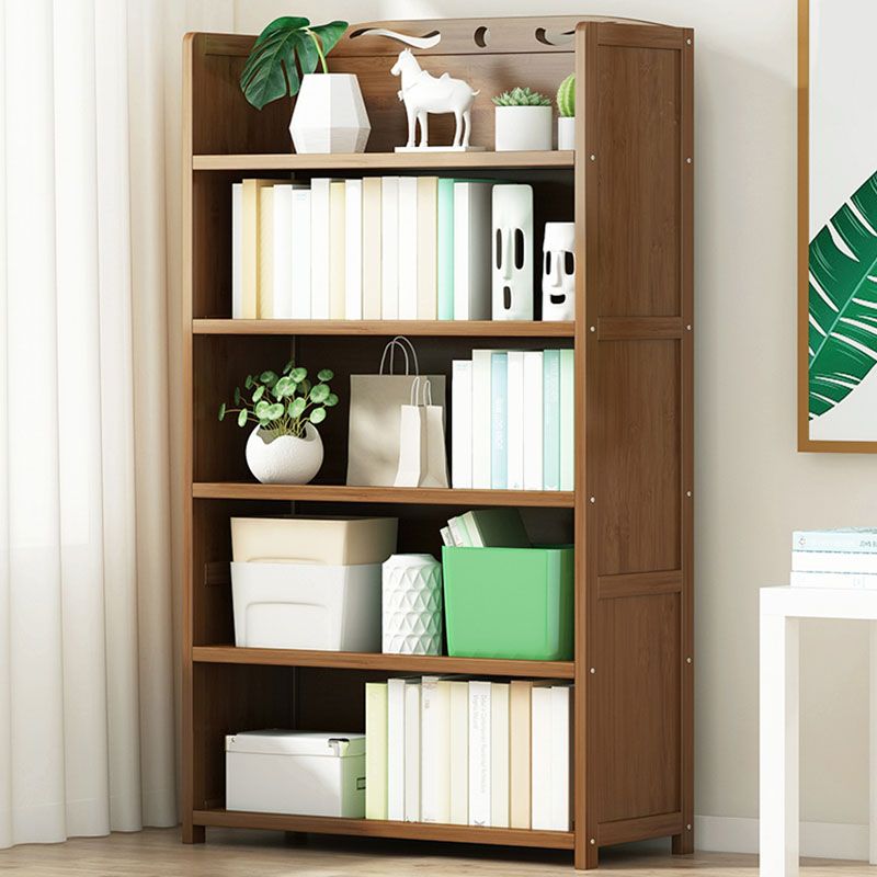 Modern Bamboo Shelf Bookcase Brown Closed Back Book Shelf for Study Room Clearhalo 'Bookcases' 'furn' 'furn_bookcases' 'Furniture' 'Office Furniture' 1200x1200_1379cbae-f0ad-4db5-9ca5-f9cd8df3eb5a