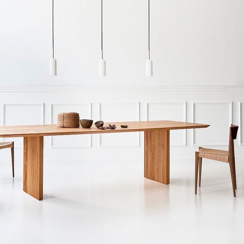 Matte Finish Dining Table with Double Pedestal Pine Wood Dinette Table for Kitchen Clearhalo 'Dining Tables & Seating' 'Dining Tables' 'dining_table' 'furn' 'furn_dining_table' 'Furniture' 'Kitchen & Dining Furniture' 1200x1200_137a25eb-8722-447e-8f7f-93af63153e35