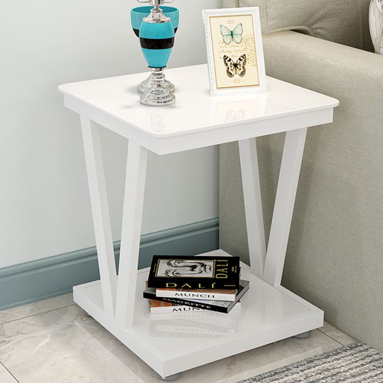 Modern Metal Frame 1 Coffee Table Black/White Square Glass Top Table Clearhalo 'Coffee & Accent Tables' 'Coffee Tables' 'coffee_tables' 'furn' 'furn_coffee_tables' 'Furniture' 'furniture_coffee_tables' 'Living Room Furniture' 1200x1200_137b7d5a-9f1c-401a-af49-23d53bbf8b05