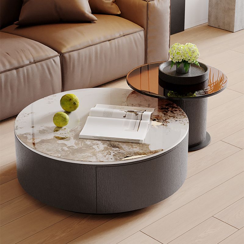 Slate Nesting Coffee Table Set Pedestal Cocktail Table with Drawers Clearhalo 'Coffee & Accent Tables' 'Coffee Tables' 'coffee_tables' 'furn' 'furn_coffee_tables' 'Furniture' 'Living Room Furniture' 1200x1200_137bb6be-fb47-443c-9885-9594cbaa4726