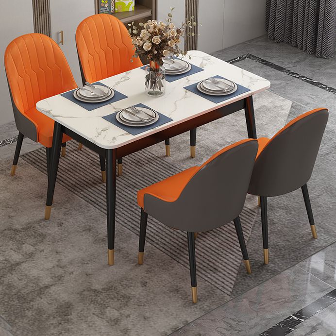 Modern Style Sintered Stone Dining Set with Rectangle Shape Dinette Set with 4 Legs Table Clearhalo 'Dining Room Sets' 'Dining Tables & Seating' 'dining_room_set' 'furn' 'furn_dining_room_set' 'Furniture' 'furniture_dining_room_set' 'Kitchen & Dining Furniture' 'kitchen&dining_furn' 'kitchen' 1200x1200_137dece3-68d9-4487-b503-3de47b03ea0b