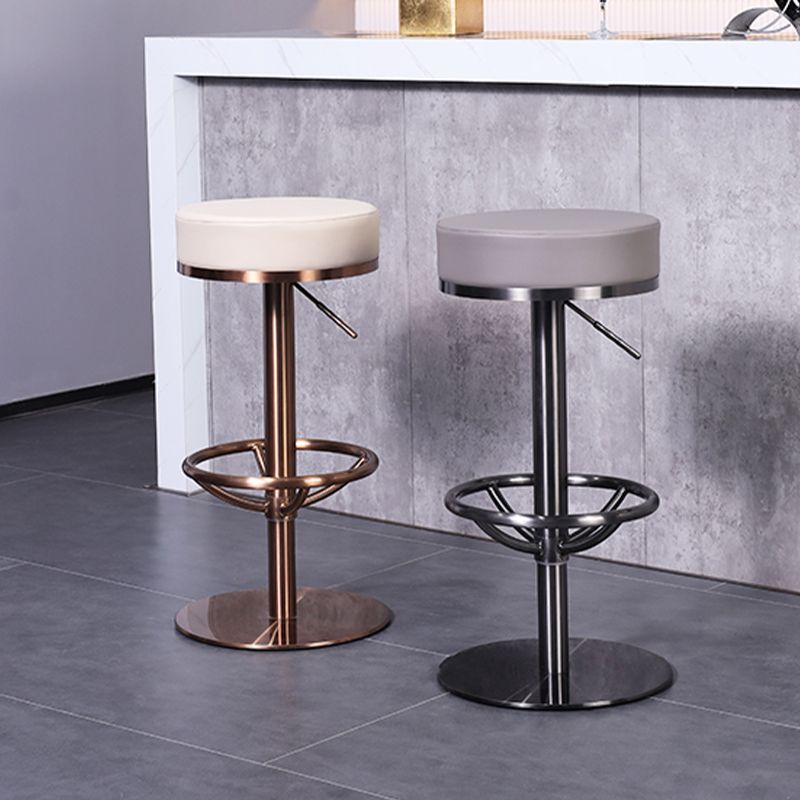 Industrial Leather Bar Stool Adjustable Backless Counter Stool for Bristol