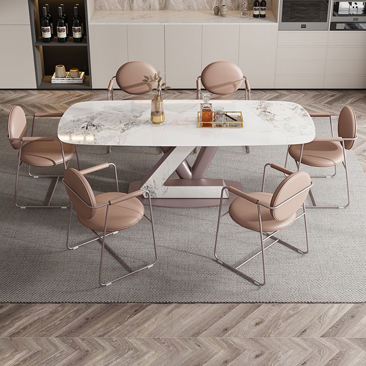 Dining Room Set Modern Sintered Stone Table with Pedestal Base Rectangle Dining Set for Restaurant Clearhalo 'Dining Room Sets' 'Dining Tables & Seating' 'dining_room_set' 'furn' 'furn_dining_room_set' 'Furniture' 'furniture_dining_room_set' 'Kitchen & Dining Furniture' 'kitchen&dining_furn' 'kitchen' 1200x1200_13818ce3-7213-4ef5-849c-9f10378a4686