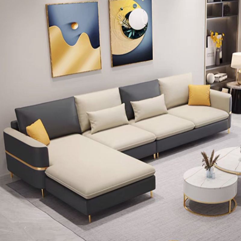 Contemporary 4-Seater Sectional with Square Arms for Living Room Clearhalo 'furn' 'furn_sectionals' 'Furniture' 'Living Room Furniture' 'Sectionals' 1200x1200_1382126e-5ce5-4654-8f43-e734c038b6c8