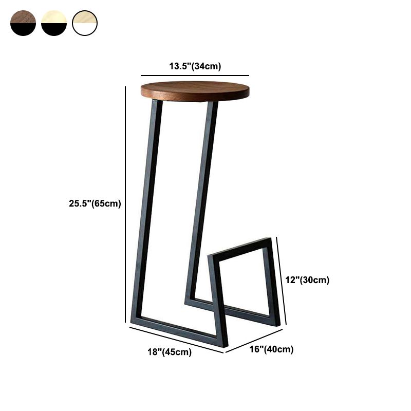 Modern Armless Bar Stool Indoor Round Seat Bar Chair with Metal Legs