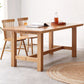 Mesa de comedor rectangular de madera maciza de color natural con base de caballete