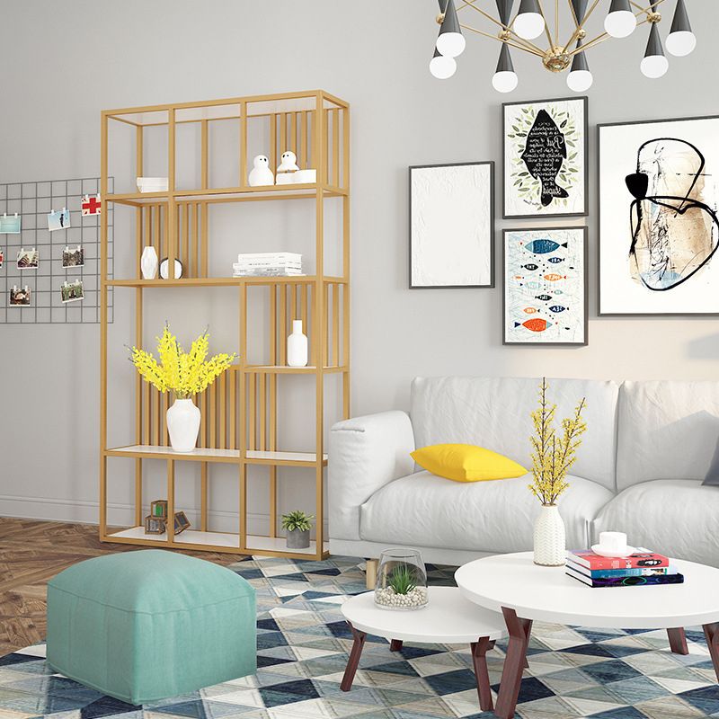 Glam Antique Finish Shelf Bookcase Metal Frame Bookshelf with Shelves Clearhalo 'Bookcases' 'furn' 'furn_bookcases' 'Furniture' 'Office Furniture' 1200x1200_1385e652-d560-41e0-b973-647d9391a7dc