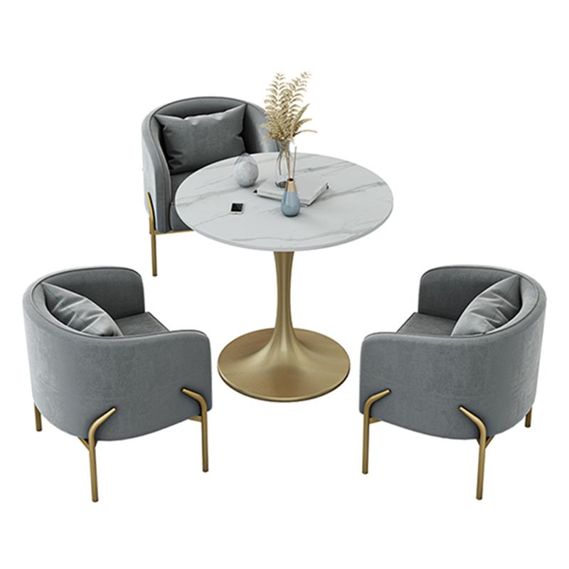 Glam Style Dinette Set 1/2/4/5 Pcs Round Stone Dinette Table with Dining Chair Clearhalo 'Dining Room Sets' 'Dining Tables & Seating' 'dining_room_set' 'furn' 'furn_dining_room_set' 'Furniture' 'Kitchen & Dining Furniture' 1200x1200_1386d651-7a57-4646-804c-2d9f146a7a7f