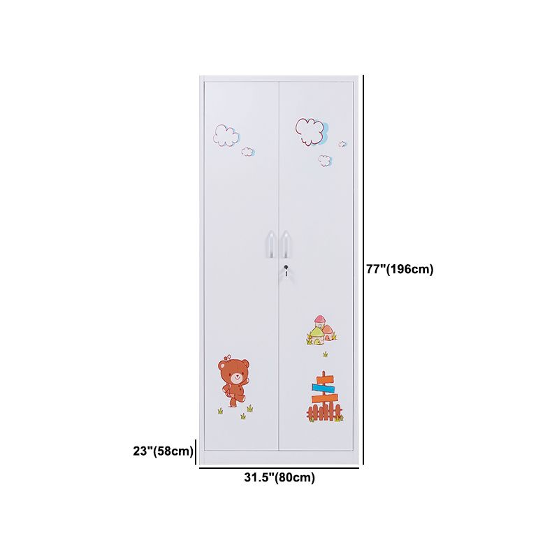 Contemporary Two Doors Wardrobe Armoire Steel Wardrobe Closet Clearhalo 'Armoires & Wardrobes' 'armoires_wardrobes' 'Bedroom Furniture' 'furn' 'furn_armoires_wardrobes' 'Furniture' 1200x1200_13871c01-b2f0-4872-9d59-ede359eae0c2