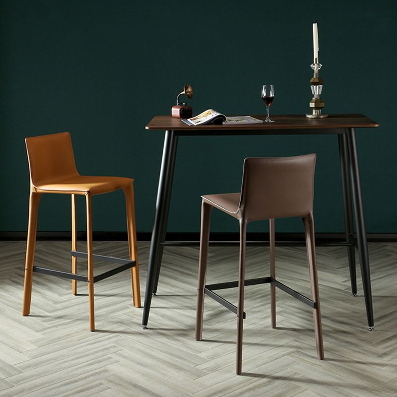 Coffee Shop Leather Bar Stool Rectangular Footrest Low Back Counter Height Stool, 1 Piece Clearhalo 'Bar Furniture' 'Bar Stools' 'bar_stools' 'furn' 'furn_bar_stools' 'furniture_bar_stools' 'Kitchen & Dining Furniture' 'kitchen&dining_furn' 'kitchen' 'kitchen_furn' Furniture' 1200x1200_13873916-22d8-4a6f-aa1c-f535932e58be