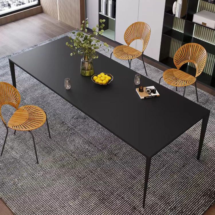 Table de salle à manger de style simplicité Table de salle à manger rectangulaire en pierre en noir