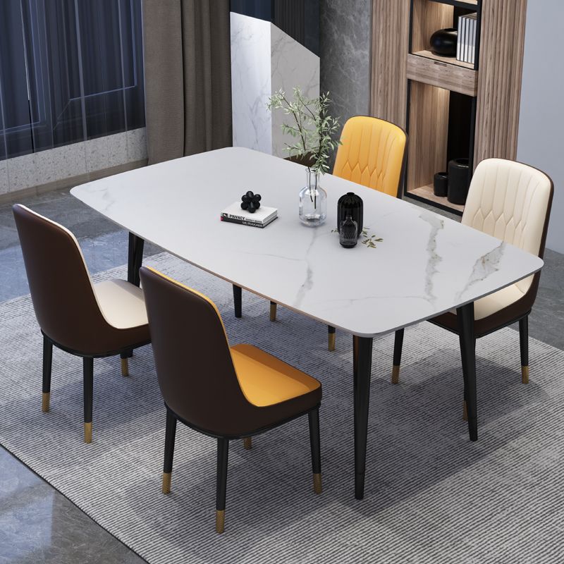 Home Scandinavian Side Chair Metal Solid Back Upholstered Dining Room Chair Clearhalo ' kitchen&dining_furn' 'Dining Chairs' 'Dining Tables & Seating' 'dining_chair' 'furn' 'furn_dining_chair' 'Furniture' 'furniture_dining_chair' 'Kitchen & Dining Furniture' 'kitchen' 1200x1200_13880fd7-7446-4cbb-8b94-10d26c44e592