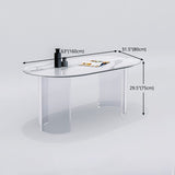 Sintered Stone Top Dining Table Modern White Table with Acrylic Double Pedestal Clearhalo 'Dining Tables & Seating' 'Dining Tables' 'dining_table' 'furn' 'furn_dining_table' 'Furniture' 'furniture_dining_table' 'Kitchen & Dining Furniture' 'kitchen' 'kitchen_dining_table' 1200x1200_1388ee98-7ac5-48b4-b76e-87a78651ace7