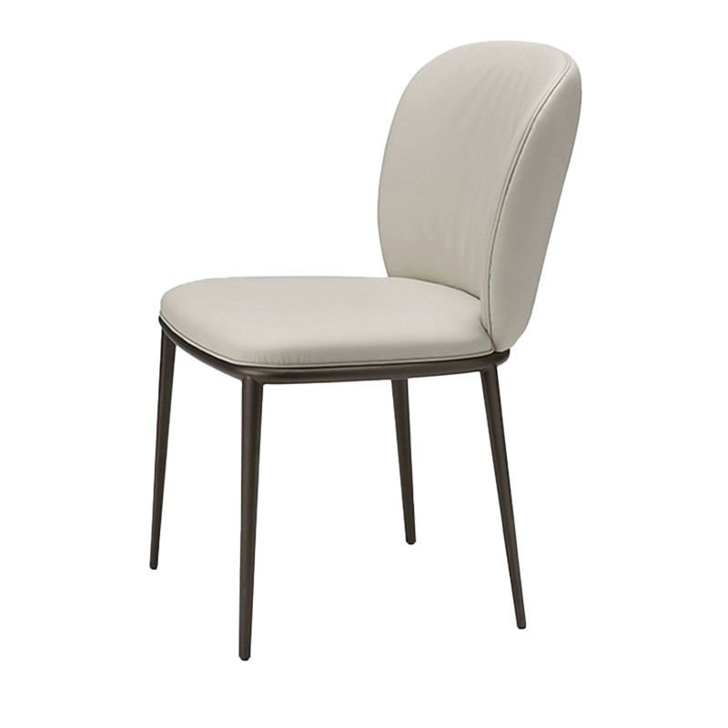 Sedia da pranzo in metallo in stile moderno in vetro sedia da pranzo senza braccio in pelle per uso domestico