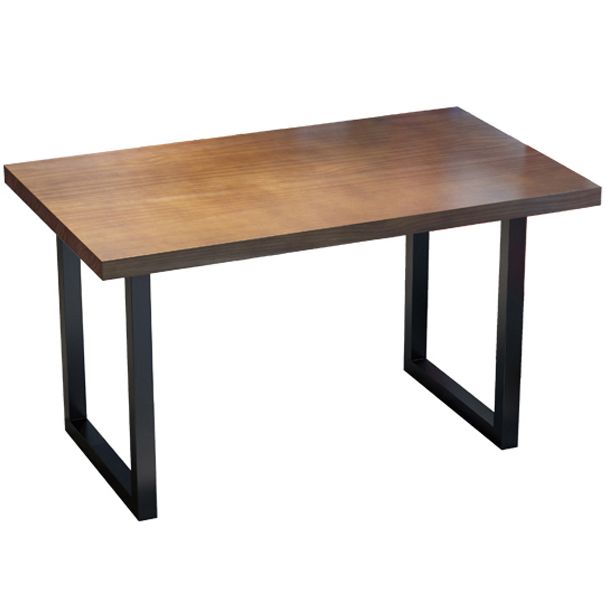 Mesa de comedor de madera maciza marrón mesa de comedor industrial con marco negro