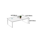 Solid Wood Contemporary Rectangular Dining Table White Indoor Table with Sled Base Clearhalo ' dining_table' 'Dining Tables & Seating' 'Dining Tables' 'furn' 'furn_dining_table' 'Furniture' 'furniture_dining_table' 'Kitchen & Dining Furniture' 'kitchen&dining_furn' 'kitchen' 'kitchen_dining_table' 1200x1200_138c2c84-16d9-49bc-b1a4-b5114ef70b53
