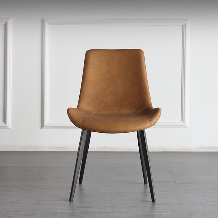 Contemporary Style Leather Dining Chairs Solid Back Chairs with 4 Black Legs (Set of 2) Clearhalo ' kitchen&dining_furn' 'Dining Chairs' 'Dining Tables & Seating' 'dining_chair' 'furn' 'furn_dining_chair' 'Furniture' 'furniture_dining_chair' 'Kitchen & Dining Furniture' 'kitchen' 1200x1200_138c529d-1ddd-4bea-af47-86f11a1de9f0