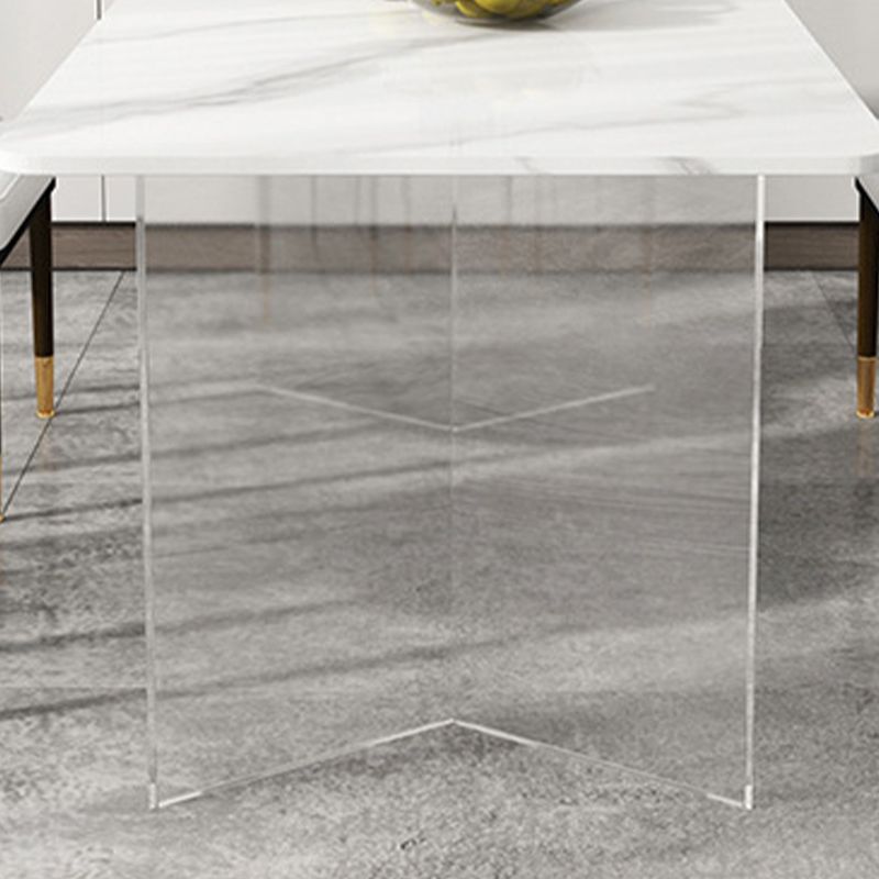 Stone Top Dining Table Contemporary Rectangle Dining Table with Double Pedestal Base Clearhalo ' dining_table' 'Dining Tables & Seating' 'Dining Tables' 'furn' 'furn_dining_table' 'Furniture' 'furniture_dining_table' 'Kitchen & Dining Furniture' 'kitchen&dining_furn' 'kitchen' 'kitchen_dining_table' 1200x1200_138c6a12-aa62-4347-a253-4a8ce190171d