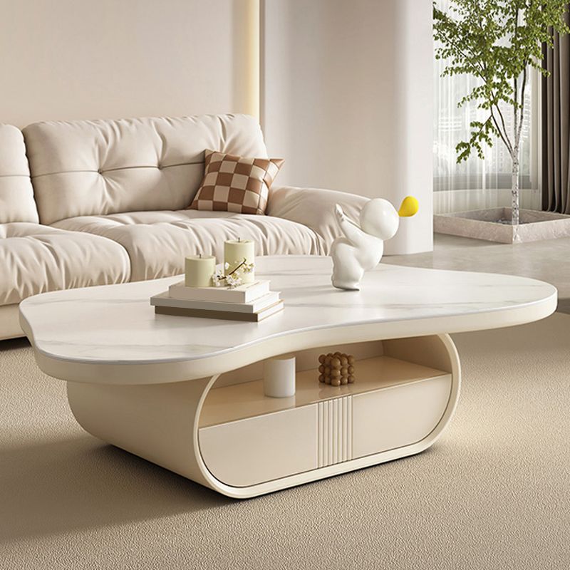 Pedestal Modern Slate Cocktail Table Free-Form Single Coffee Table with Shelf Clearhalo 'Coffee & Accent Tables' 'Coffee Tables' 'coffee_tables' 'furn' 'furn_coffee_tables' 'Furniture' 'Living Room Furniture' 1200x1200_138ebd22-a00c-41d1-a2e3-ae99422f4b69