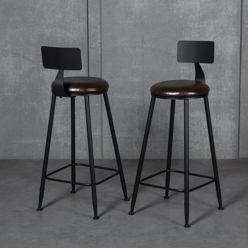 Industrial Armless Backrest Counter Stool Steel Cafe Bar Stool with Velvet Cushion Clearhalo 'Bar Furniture' 'Bar Stools' 'bar_stools' 'furn' 'furn_bar_stools' 'Furniture' 'furniture_bar_stools' 'Kitchen & Dining Furniture' 1200x1200_138f0b1a-db06-4260-80c1-e90cab759833