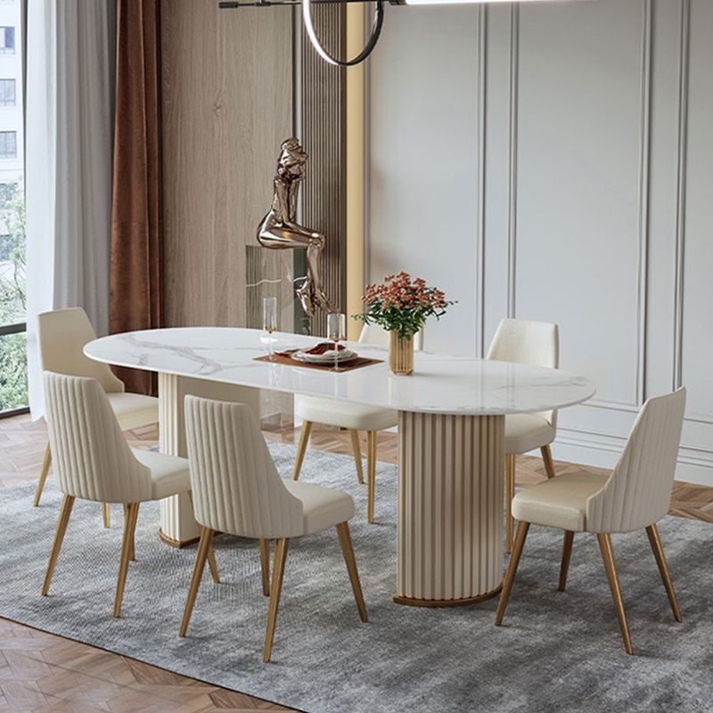 Glam 1/4/5/7 Pieces Dining Set Oval Shape Sintered Stone Dining Table Set Clearhalo 'Dining Room Sets' 'Dining Tables & Seating' 'dining_room_set' 'furn' 'furn_dining_room_set' 'Furniture' 'furniture_dining_room_set' 'Kitchen & Dining Furniture' 1200x1200_1392c2ba-6bbc-43cd-b959-2cb899df7e35