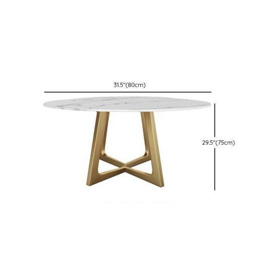 Metal and Stone Table Glam Style Round Dining Table for Home Living Room